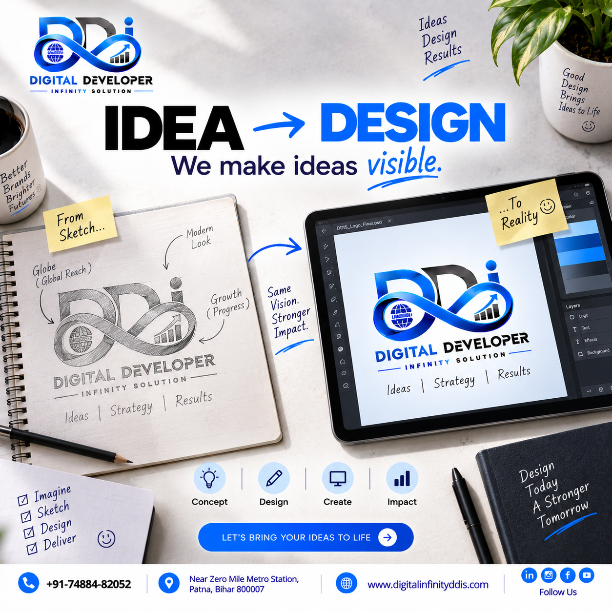 creative team at graphic design company near me digital developer infinity solution patna designing corporate visual identities