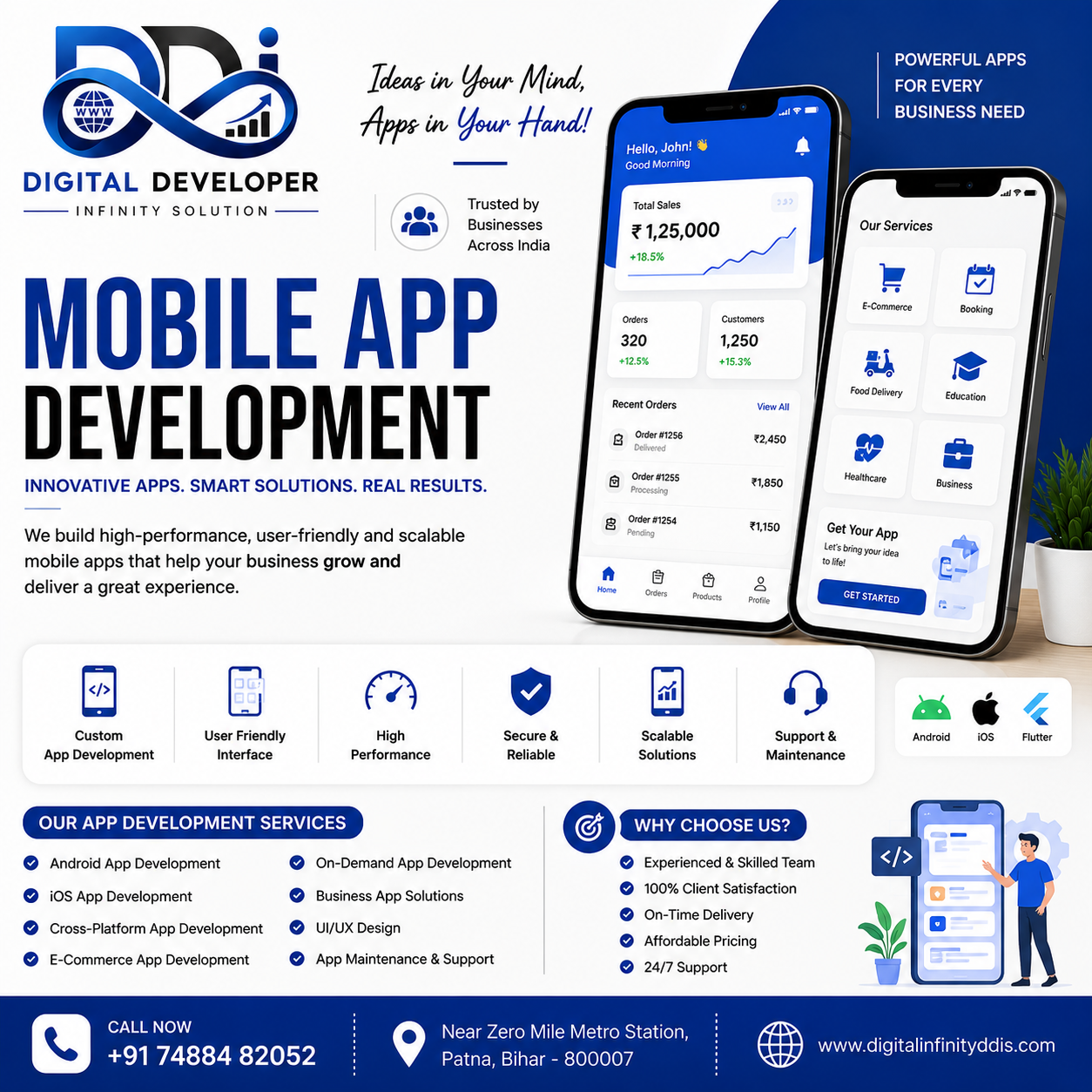 mobile app developers near me at digital developer infinity solution patna building custom android and ios applications
