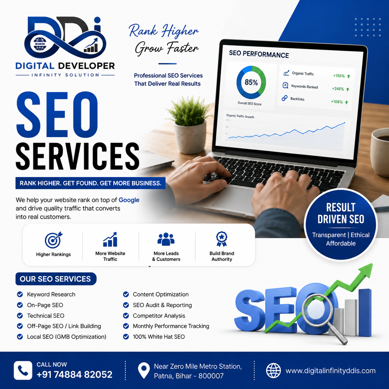 best seo company in patna digital developer infinity solution team working on search engine optimization