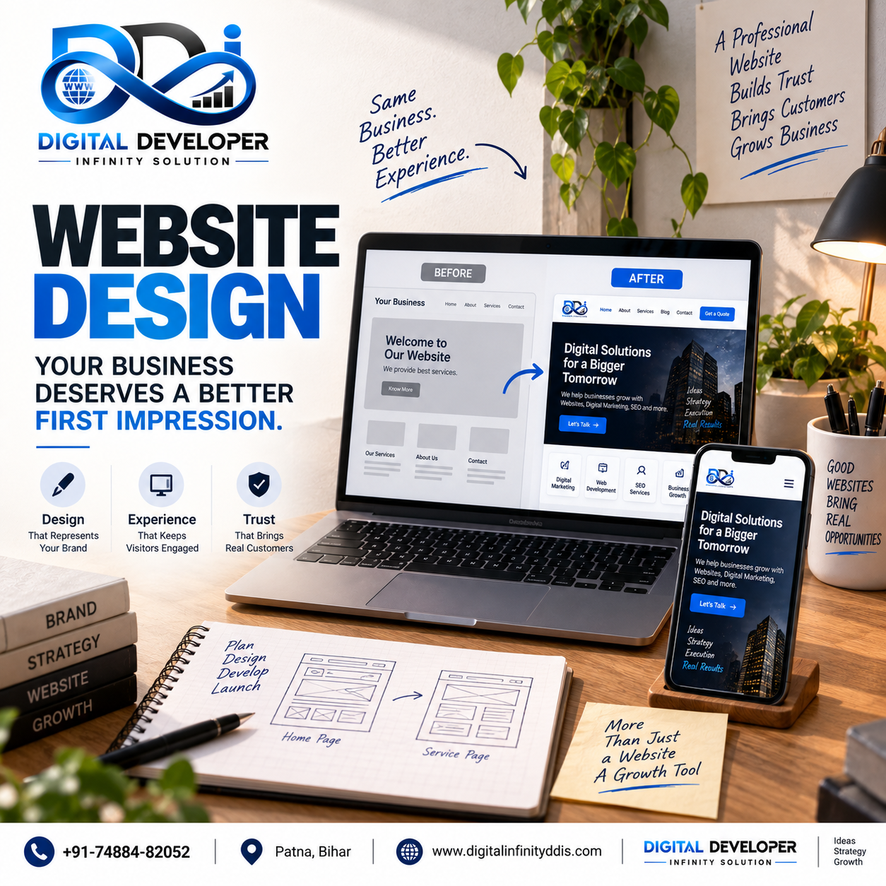 website development company in patna DDIS responsive website design showcase on laptop and smartphone
